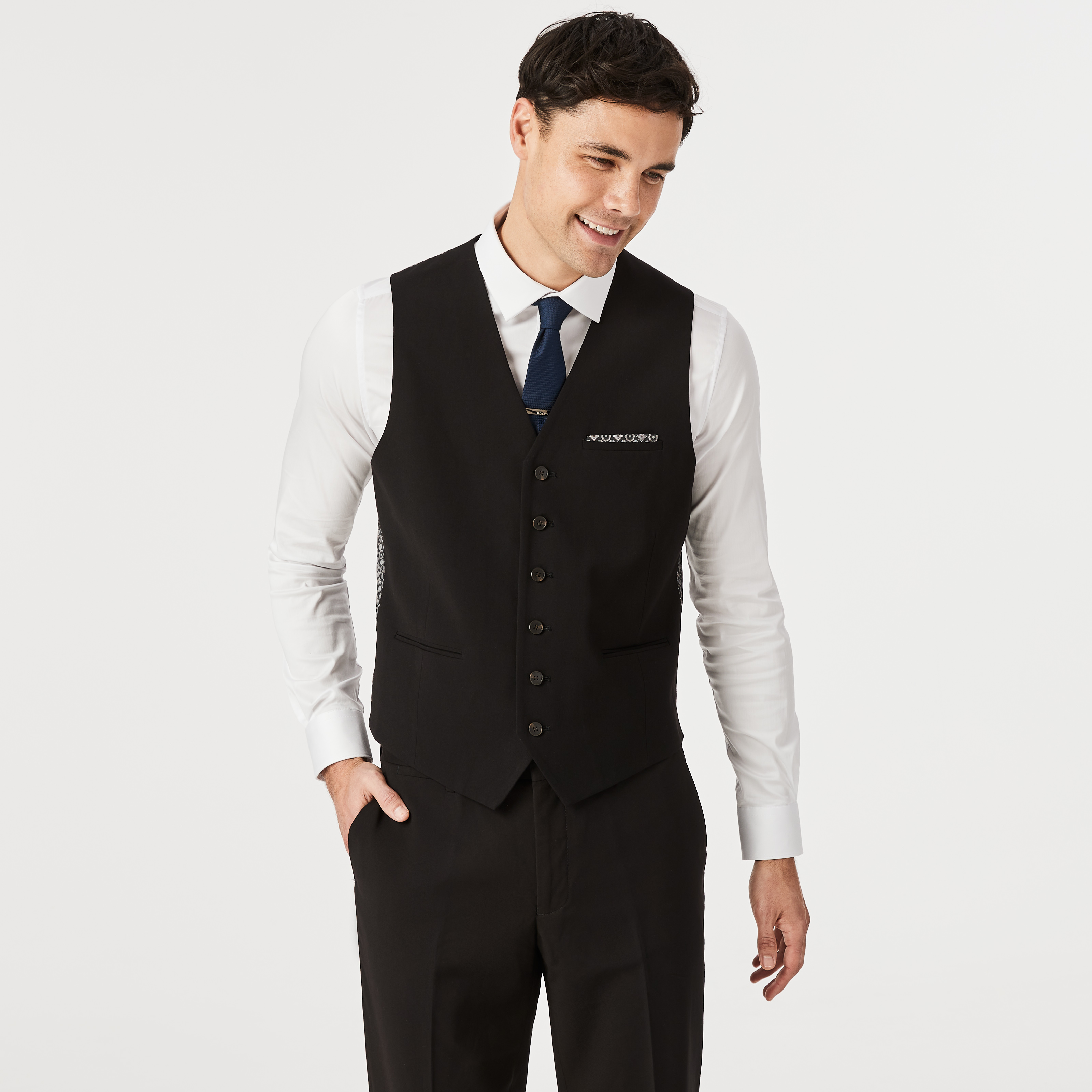 Noahh Black Black Single Breasted Vest Vests Politix